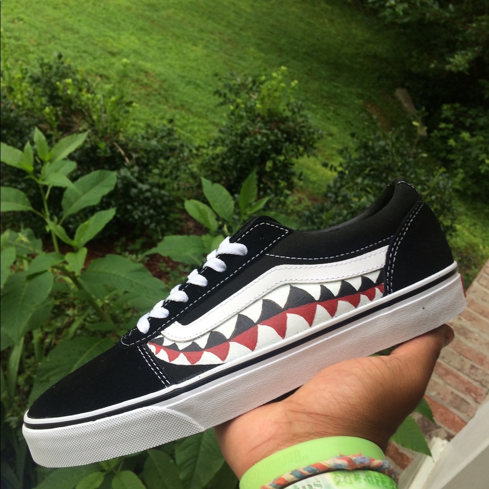 Custom Bape shark teeth vans
